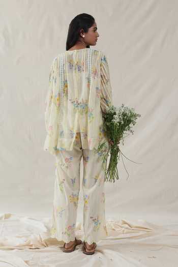 Shop_Dhaari_Silk, Cotton Round Neck Handwoven Top _at_Aza_Fashions
