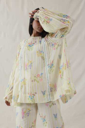 Buy_Dhaari_Silk, Cotton Round Neck Handwoven Top _Online_at_Aza_Fashions
