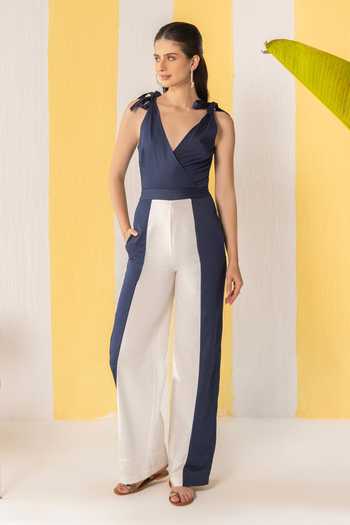 Buy_Zazu_White Colorblock Jumpsuit _at_Aza_Fashions