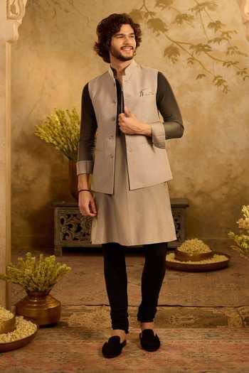 Buy_Zazu_Black , Satin, Rayon Ombre Kurta And Pant Set _at_Aza_Fashions