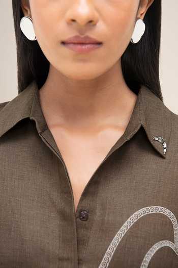 Buy_Ampm_Brown Linen Collared, Yes Yuhina Kurta And Palazzo Set 