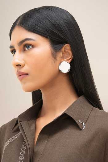 Ampm_Multicolor Linen Collared Lark Shirt Dress _at_Aza_Fashions