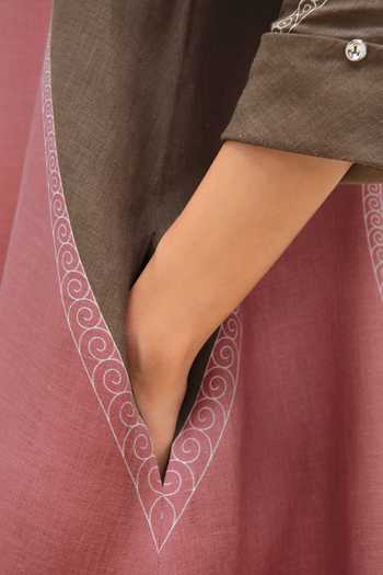 Ampm_Multicolor Linen Collared Lark Shirt Dress _Online