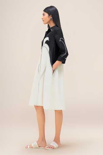 Shop_Ampm_Black Linen Collared Neck Lark Shirt Dress Midi Women _Online_at_Aza_Fashions