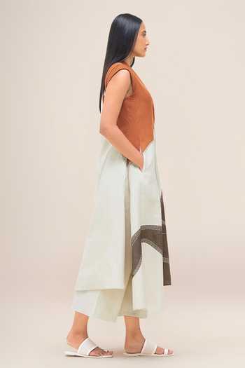 Buy_Ampm_Ivory Linen V-neck Swan Printed Jacket And Palazzo Set _Online_at_Aza_Fashions
