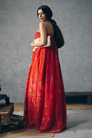 Shop_EASE_Red Yume Neckline Embroidered Jumpsuit _at_Aza_Fashions