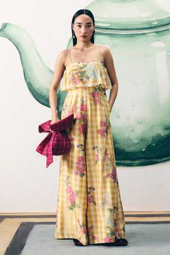 Buy_EASE_Yellow Himari Embroidered Jumpsuit _at_Aza_Fashions