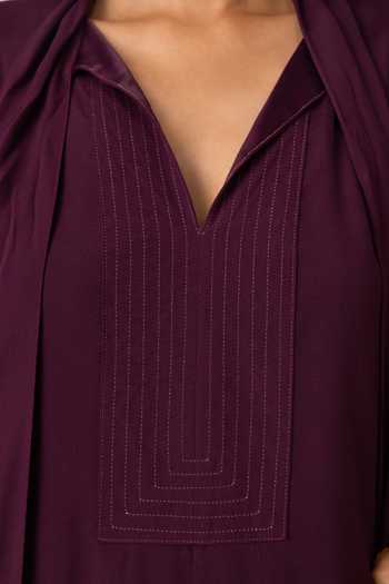 The Summer House_Wine Satin High Neck Celie Tie Up Top _Online
