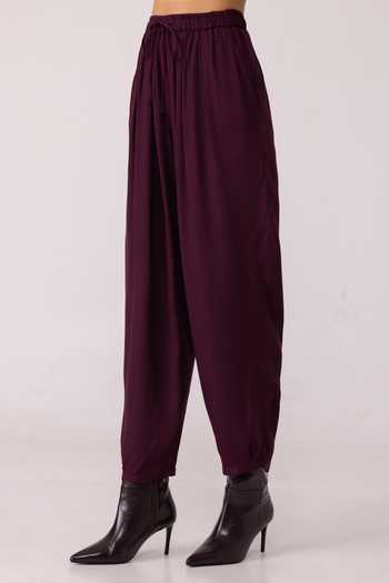 Buy_The Summer House_Wine Satin Sonja Barrel Pant 