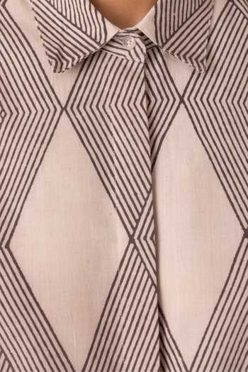 Shop_The Summer House_Cream Cotton Collared Tess Hand Printed Shirt _Online