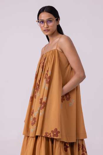 Shop_The Summer House_Orange Square Neck Lev Floral Print Tiered Dress 