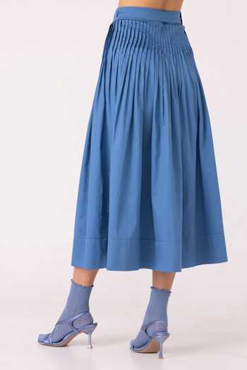 Shop_The Summer House_Blue Cotton Tereza Pleated Wrap Skirt 