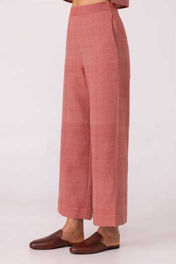 Shop_The Summer House_Red Cotton, Twill Moira Handwoven Denim Pant _Online_at_Aza_Fashions