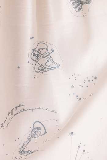 The Summer House_Multi Color Chanderi Round Neck Arha Zodiac Print Handwoven Dress _Online
