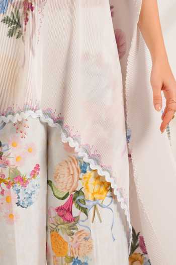 Shop_Moh India_White Satin Boat Neck Summer Love Pleated Cape _Online_at_Aza_Fashions