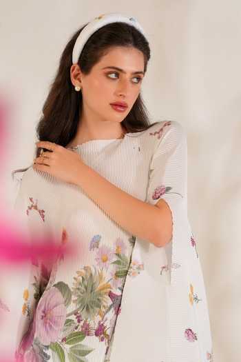 Moh India_Pink Satin Rituals Floral Pattern Cape _at_Aza_Fashions