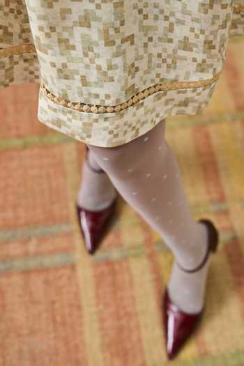Pooja Rajgarhia Gupta_Beige Georgette Split V-neck Sicily Embroidered Double Dress _Online_at_Aza_Fashions