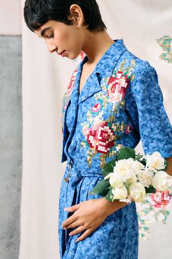 Buy_Pooja Rajgarhia Gupta_Blue Milos Double Georgette Jumpsuit _Online