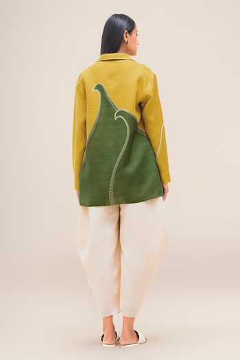 Shop_Ampm_Green Linen Collared Neck Ardea Shirt Set _at_Aza_Fashions