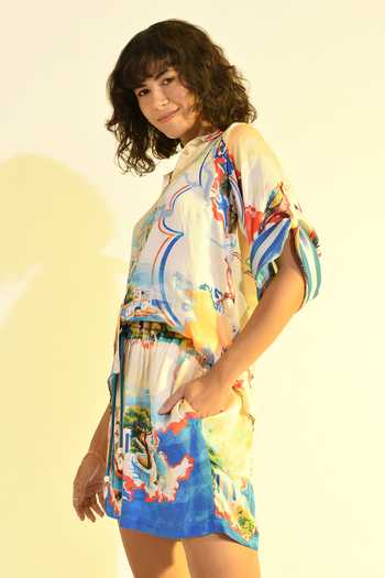 Buy_Bhanuni By Jyoti_Multi Color Viscose Collared Coastal Print Shirt _Online_at_Aza_Fashions