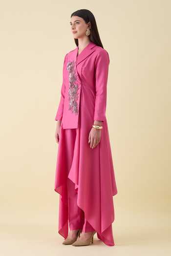 Aakaar_Pink Silk, Cotton Sequin Embellishment Kurta And Pant Set _Online_at_Aza_Fashions