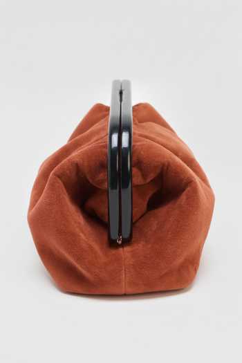 Perona_Black Aura Structured Frame Velvet Clutch _Online_at_Aza_Fashions