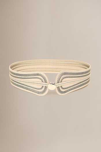 Shop_Ampm_Beige Baaz Laser-cut Belt _at_Aza_Fashions