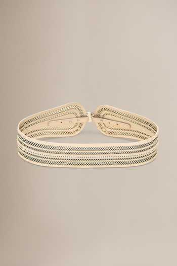 Buy_Ampm_Beige Baaz Laser-cut Belt _at_Aza_Fashions
