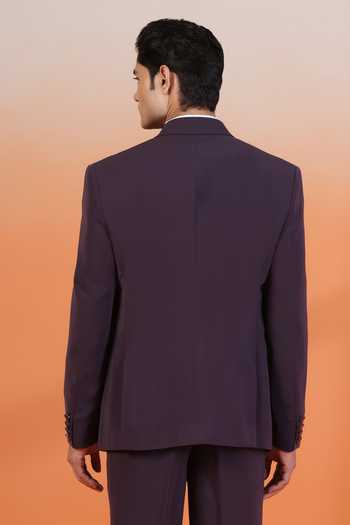 Shop_ZOOP MEN_Purple Silk, Satin, Jacquard Metallic Thread Embroidered Tuxedo Set _at_Aza_Fashions
