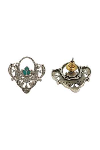 Sangeeta Boochra_Silver Plated Heritage Kundan Statement Stud Earrings _Online_at_Aza_Fashions