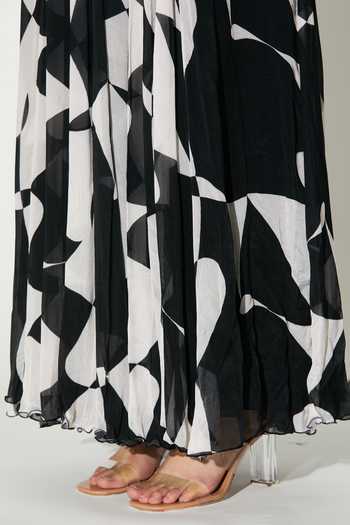 Buy_Koai_Black Chiffon High Neck Abstract Printed Dress _Online_at_Aza_Fashions