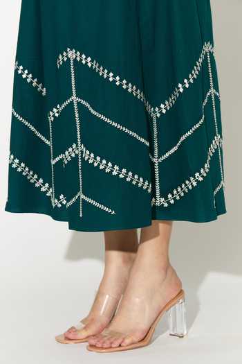 Buy_Koai_Teal Cotton, Poplin Embroidered Skirt 