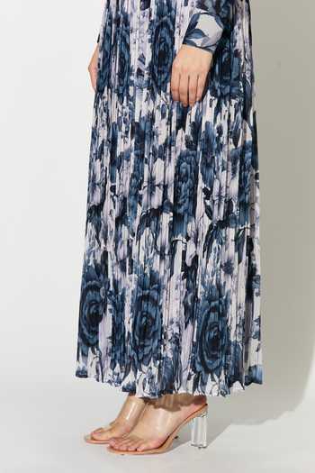 Koai_Blue Georgette Floral Pattern Long Maxi Skirt _Online