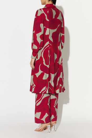Shop_Koai_Pink Silk, Cotton, Muslin Floral Print Pant _at_Aza_Fashions