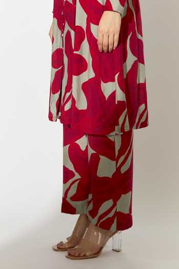 Koai_Pink Silk, Cotton, Muslin Floral Print Pant _Online_at_Aza_Fashions