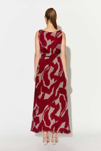 Shop_Koai_Beige Chiffon V-neck Floral Maxi Dress _at_Aza_Fashions