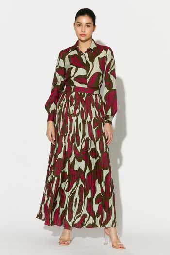 Buy_Koai_Pink Silk, Cotton, Muslin Floral Print Skirt _at_Aza_Fashions