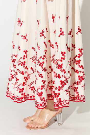 Buy_Koai_White Cotton, Poplin Scoop Neck Embroidered Shirt Maxi Dress  