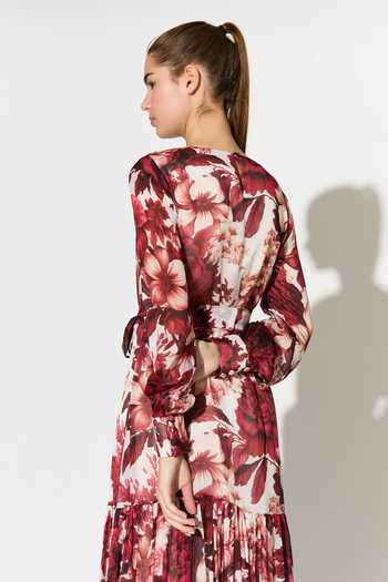 Shop_Koai_White Chiffon Round Neck Floral Print Maxi Dress _at_Aza_Fashions