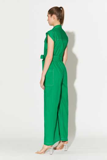 Shop_Koai_Green Poplin Cotton Jumpsuit _at_Aza_Fashions