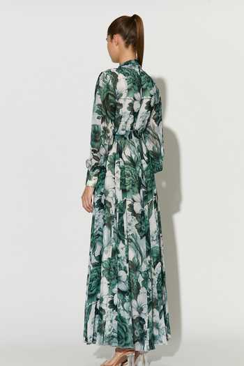 Shop_Koai_Green Georgette High Neck Floral Maxi Dress _at_Aza_Fashions