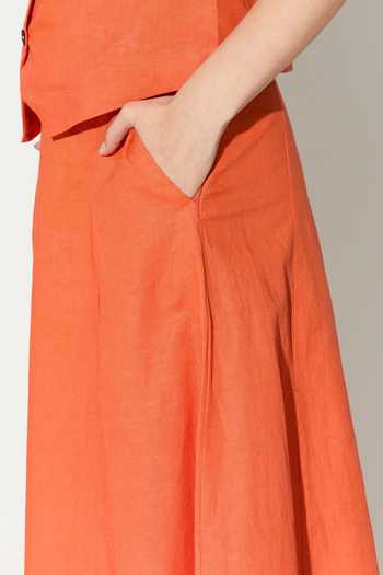 Shop_Koai_Orange Linen Skirt _Online_at_Aza_Fashions