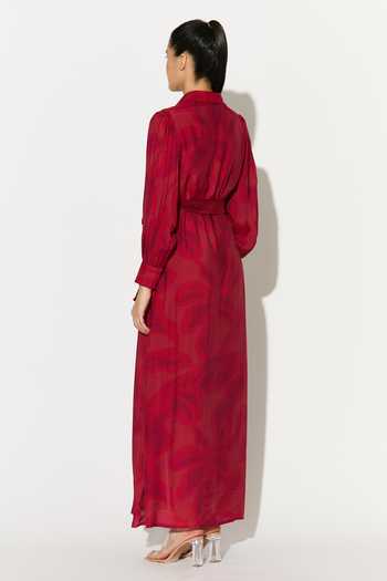 Shop_Koai_Pink Silk, Cotton, Muslin Collared Dress _at_Aza_Fashions