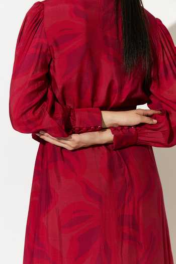 Shop_Koai_Pink Silk, Cotton, Muslin Collared Dress _Online_at_Aza_Fashions
