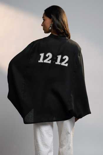 Shop_Style Junkiie_Black Linen Mandarin Collar After Dark 12-12 Shirt _at_Aza_Fashions