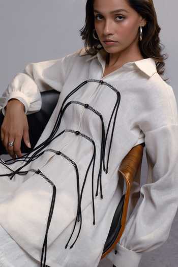 Buy_Style Junkiie_White Linen Collared Summer Loop Shirt _Online_at_Aza_Fashions