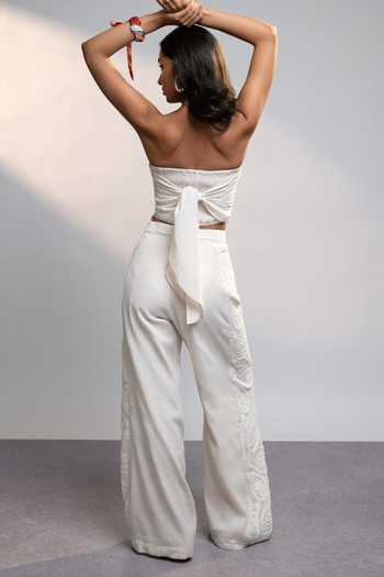Shop_Style Junkiie_White Linen Summer Paisley Pant _at_Aza_Fashions