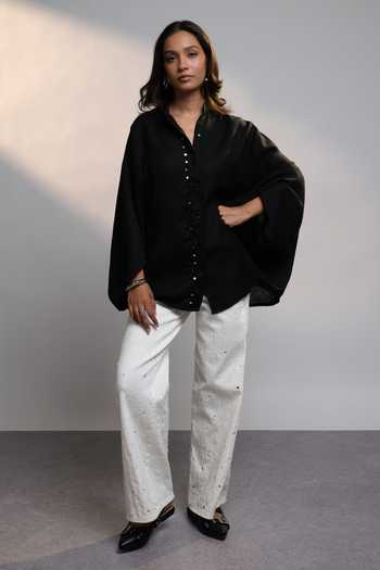Shop_Style Junkiie_White Denim Summer Scatter Mirror Jeans _at_Aza_Fashions