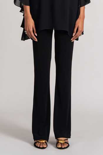 Namrata Joshipura_Black Georgette Round Neck, Yes Sequin Yoke Kurta And Pant Set _Online_at_Aza_Fashions