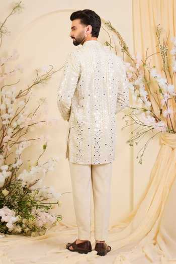 Shop_Kasbah_Gold Tissue Mirror Work Kurta _at_Aza_Fashions